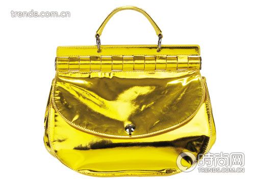 艳黄色漆皮手拎包 Versace