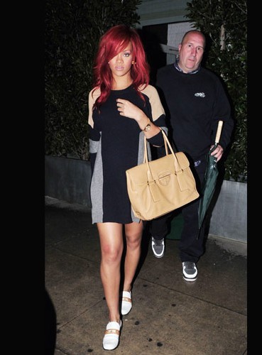 Rihanna in Celine loafers.