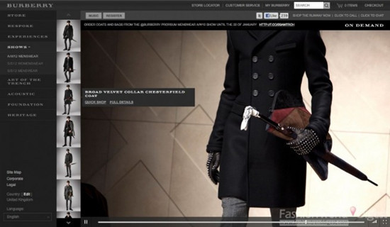 burberry.com网站专门针对该系列的所有外套和手提包进行为期一周的销售活动