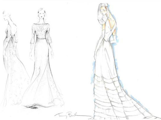 纸上最初的时尚 凯特王妃婚纱设计手稿