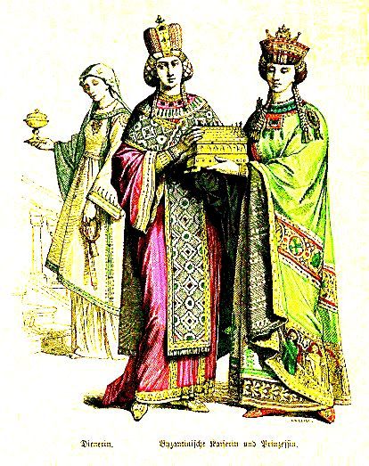 仆人(左)、拜占庭皇后(中)和王子(右)