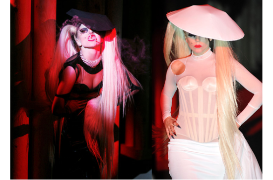 Lady Gaga为Thierry Mugler走秀的两套造型
