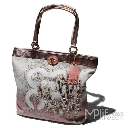 Audrey coral canvas leigh slim tote